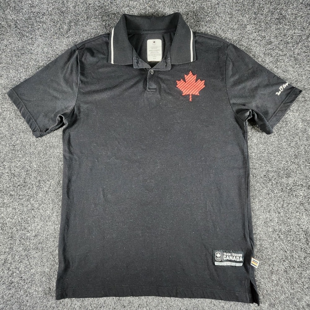 Team Canada Hudson's Bay Olympics‎ Polo Golf Shirt Men's Size Small Black